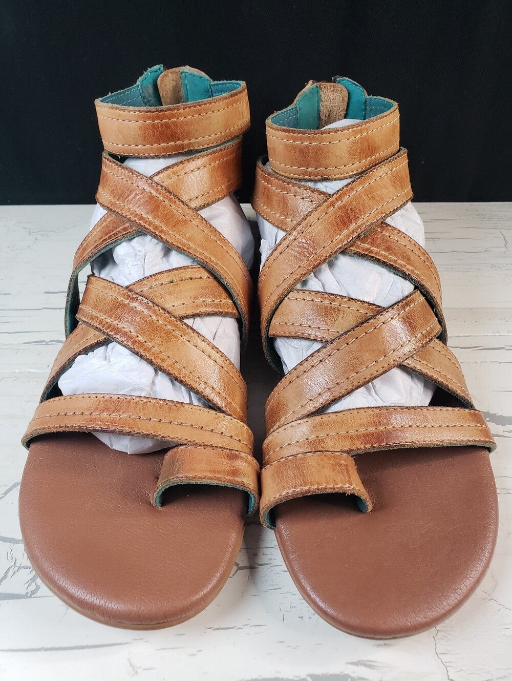 Roan by Bed Stu 'Royalty' Leather Roman Sandals in Pecan - Women's size 9 - Picture 11 of 16